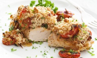 Parmesan Chicken With Roasted, Sun Dried Tomatoes & Garlic Roasted Green Beans