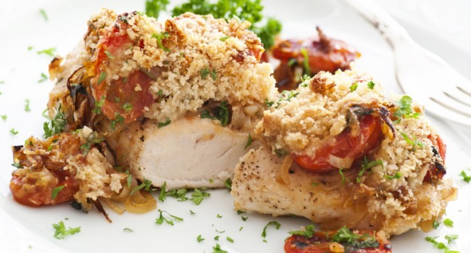 Parmesan Chicken With Roasted, Sun Dried Tomatoes & Garlic Roasted Green Beans