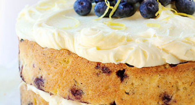 Start Your Morning Off Right With A Slice Of Blueberry Swirled Lemon Cake