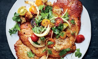 Impress Those Guests With A Crispy Chicken Breast Topped With A Garlic Tomato Panzanella