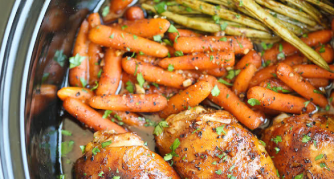 Crock Pot Creations: Slow Cooked Honey Garlic Chicken & Vegetables