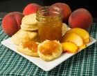 Fresh Country Style Peach Biscuits With A Side Of Homemade Peach Jam