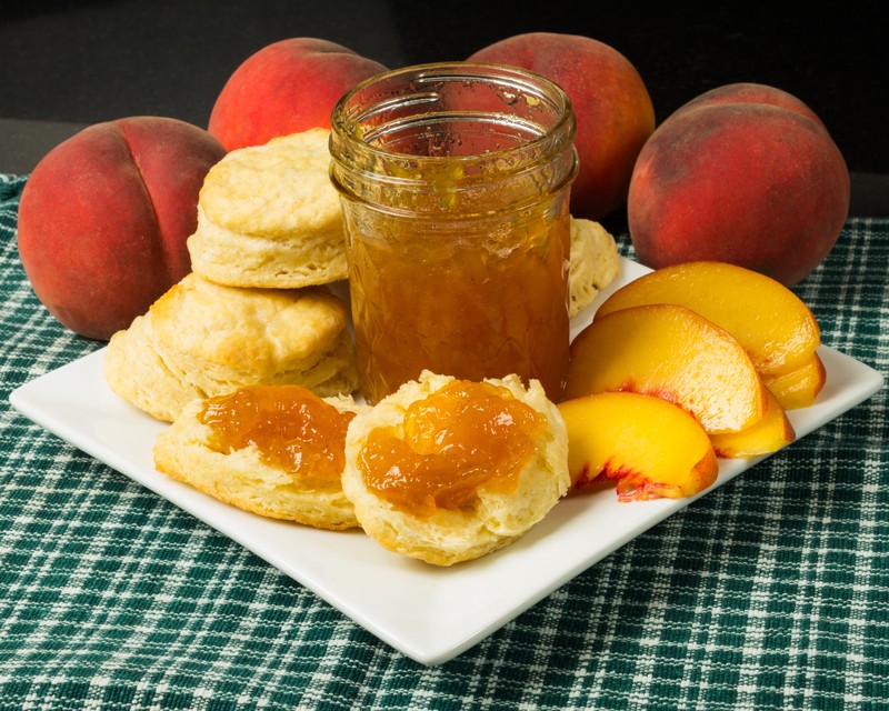 Fresh Country Style Peach Biscuits With A Side Of Homemade Peach Jam