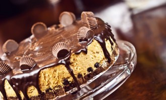 This Reeses Chocolate Peanut Butter Cup Cheesecake Is Rich Moist & Decadent