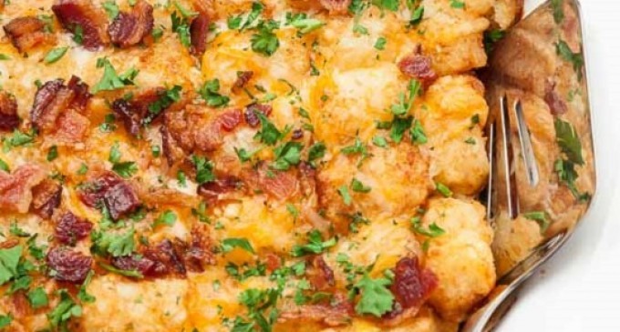 Start Your Mornings Off With Something Hearty & Delicious: Try Out The Cheesy Tater Tot Breakfast Bake
