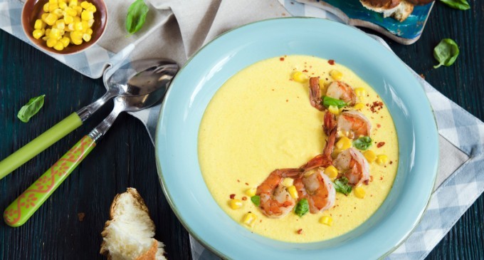 This Creamy Corn & Grilled Shrimp Soup Has An Unexpected Ingredient That Makes The Flavor Incredible