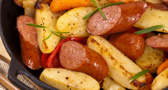 Cottage Potato Hash with Kielbasa, Peppers & Mushrooms