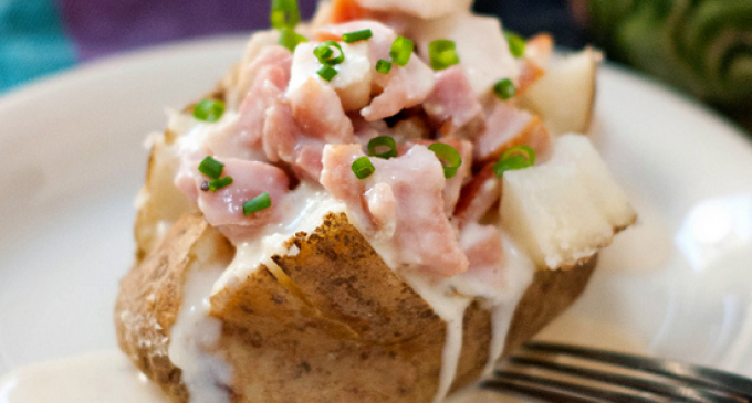 Hearty & Filling Baked Tater Recipe: Turkey, Ham & Swiss Style!