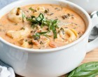 A Comforting Classic: Creamy Chicken Sausage, Tomato & Tortellini Soup!