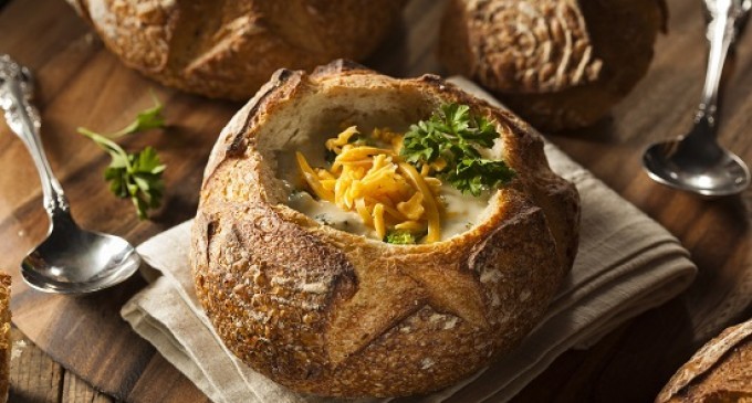 One-Pot Soup Recipe: Bacon Broccoli Cheddar Bread Bowl