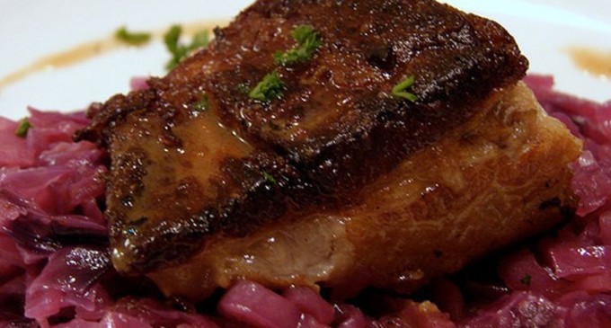 This Slow Cooked Pork Belly With Braised Apples & Cabbage Is A True Winner