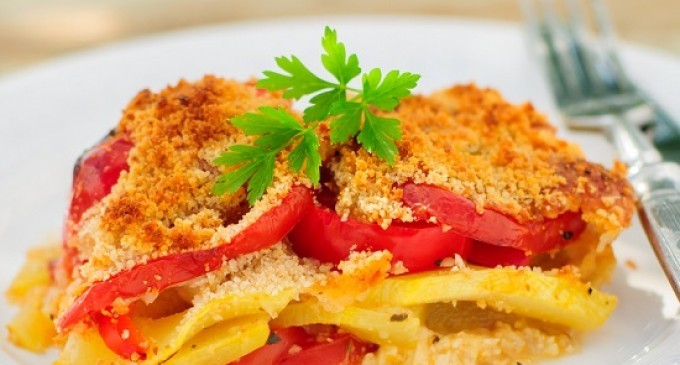 A Warm & Bubbly Vegetarian Casserole With Our Special Seasoning Is Killer This Time Of Year