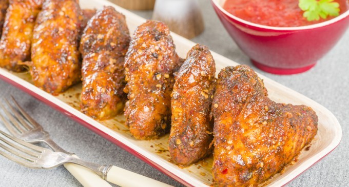 Crisp & Baked To Perfection: These Brown Sugar Chicken Wings With Roasted Red Pepper Sauce Are To Die For