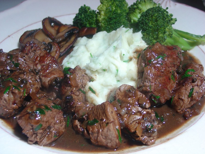 Dinner Is Served Tender Sirloin Tips Served With A Rich Gravy & A Side