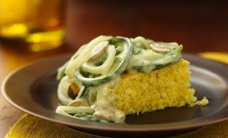 Forget Buttering Your Cornbread -You Have To Try This Poblano-Mushroom Sauce Smothered On Top Instead!