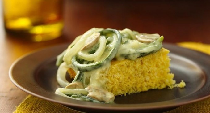 Forget Buttering Your Cornbread -You Have To Try This Poblano-Mushroom Sauce Smothered On Top Instead!