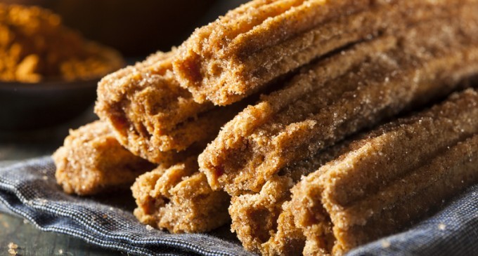 Gooey Churro Waffle Bites With A Mexican Chocolate Dipping Sauce