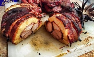 Whole Pineapple Stuffed With Pork & Then Wrapped In Bacon: Wow… Was This Good!