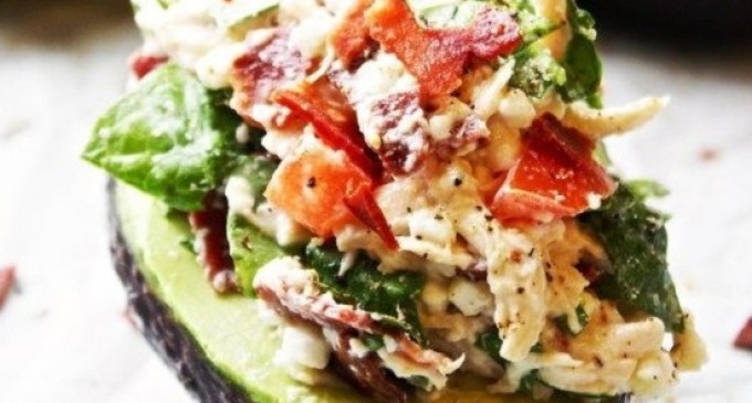 BLT Chicken Salad Stuffed Avocados