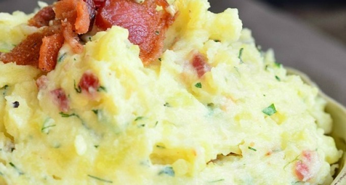 These Loaded Mashed Potatoes Have Some Crispy Salted Bacon & A Secret Blend Of Herbs & Spices