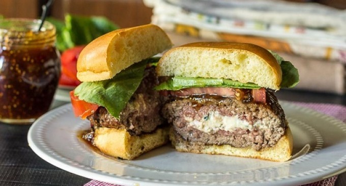 This Blue Cheese Stuffed Burger With Fig Jam Was Made For Serious Gourmets & Experienced Grillers Only!