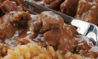 These Tender & Juicy Beef Tips Were Simmered In Some Rich Gravy & Then Poured Over A Bed Of Rice