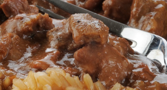 These Tender & Juicy Beef Tips Were Simmered In Some Rich Gravy & Then Poured Over A Bed Of Rice