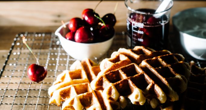 Breakfast or Brunch: Buttermilk Waffles With Bourbon Cherry Sauce