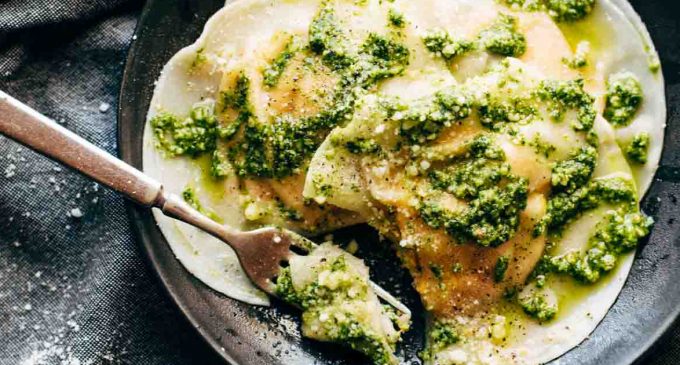 This Jumbo Butternut Squash Ravioli with Kale Pesto Just Might Be The Best Pasta Dish We Have Ever Had, It Is Divine!