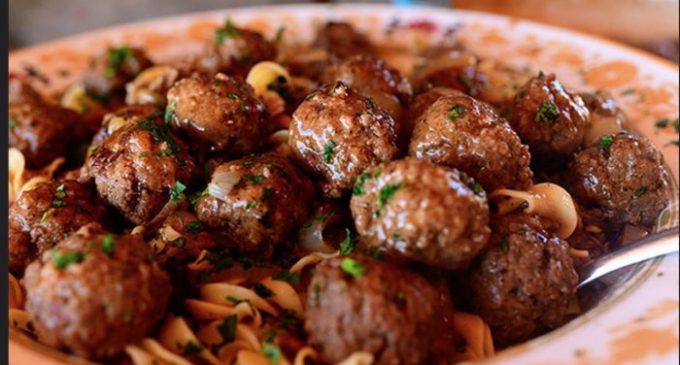 Salisbury Steak Meatballs with Garlic Butter Noodles
