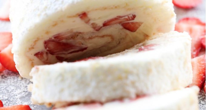 Add Sweetness To Any Gathering With This Strawberry Shortcake Cream Roll