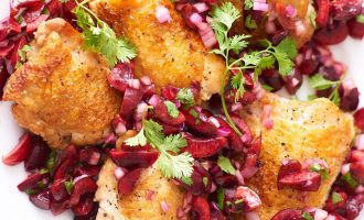 Crispy Chicken Thighs With a Fresh Cherry Salsa