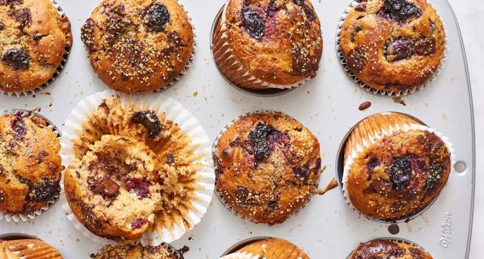 Sour Cherry Chocolate Chip Muffins