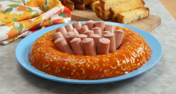 This Cannot Be a Real Dish: Spaghetti-O Jello with Vienna Sausage