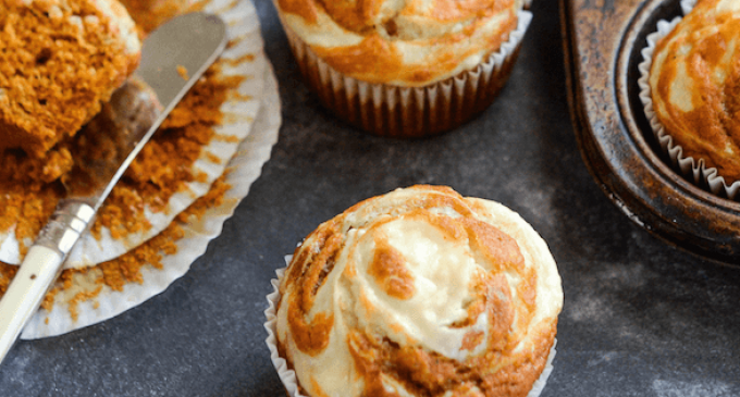 Pumpkin Cream Cheese Swirl Muffins!