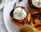 Lavender Whipped Ricotta Over Grilled Peaches