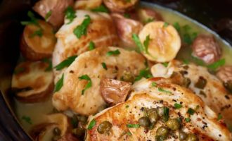 Our Favorite Weeknight Dinner: Slow Cooker Chicken Piccata With Roasted Potatoes