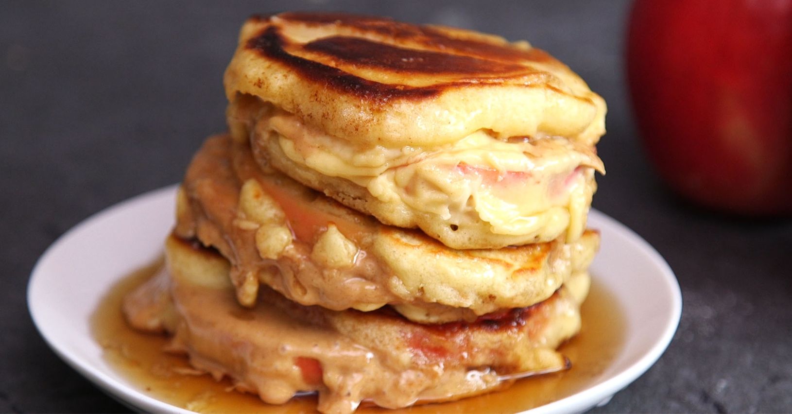Peanut Butter AppleStuffed Pancakes Recipe Station