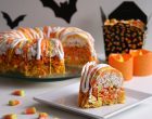 Candy Corn Krispie Cake Will Make Any Halloween Party Festive