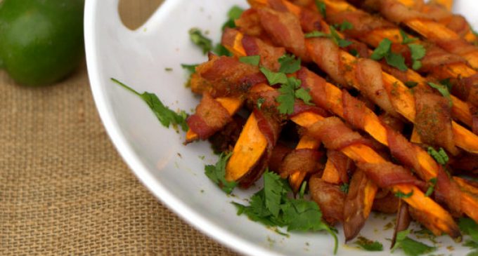Bacon Wrapped Sweet Potato Fries Are Our New Addiction