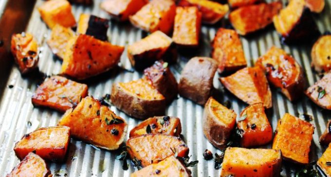 These Maple & Thyme Sweet Potatoes Will Take Dinner Up A Notch