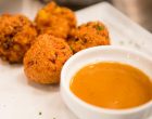 These Bacon Corn Hushpuppies With A Honey Sriracha Dipping Sauce Are The Perfect Treat